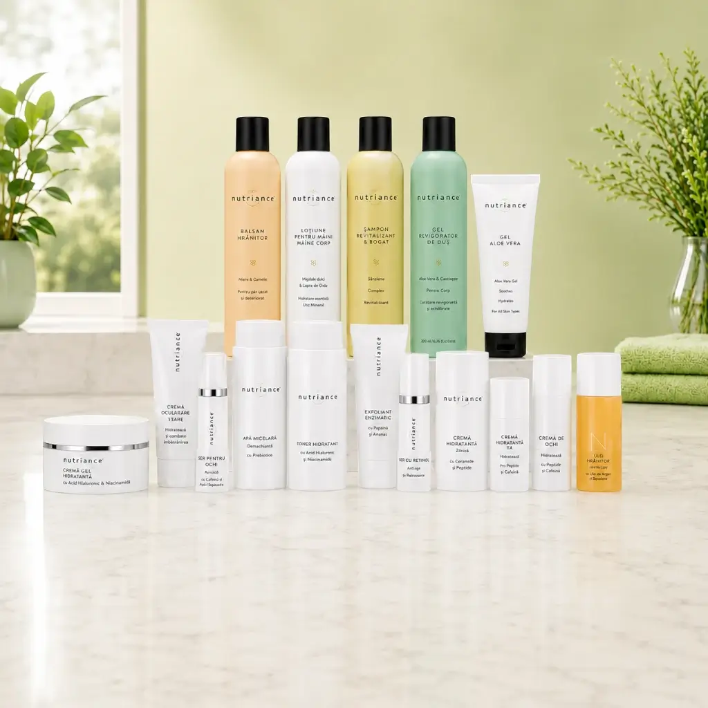 Produse Nutriance NeoLife pentru îngrijire personală, hidratarea tenului, curățare, tonifiere și îngrijire delicată a pielii.