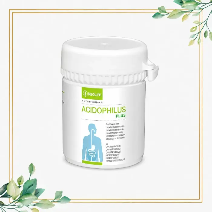 NeoLife Carotenoid Complex, supliment alimentar cu carotenoizi din surse naturale, prezentat pe fundal alb cu ramă aurie și frunze decorative.